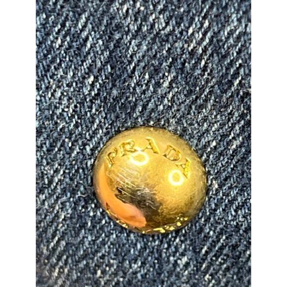 Prada Canapa Denim Logo Tote Bag Blue XL Large Top Handle Milano Italy - Picture 16 of 16